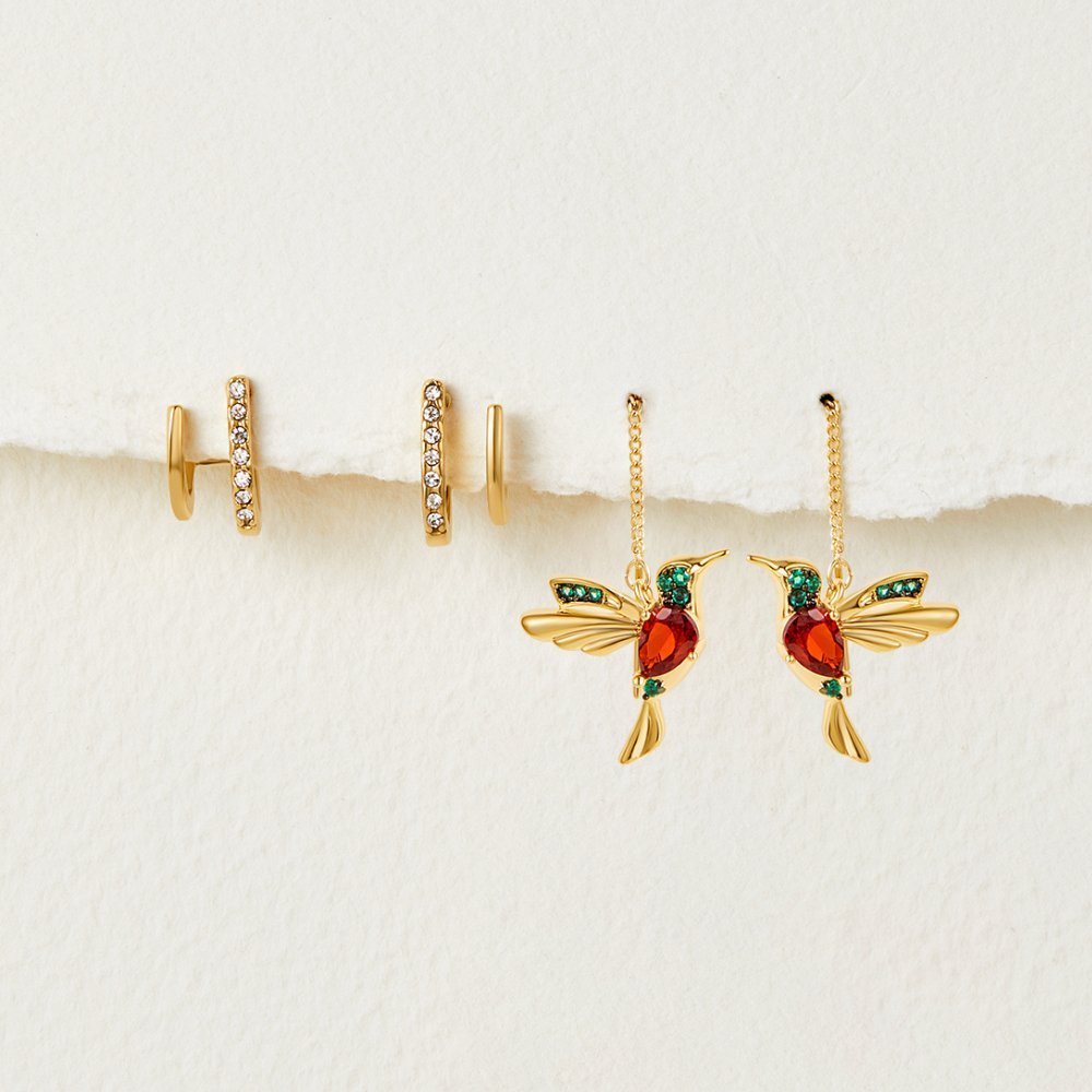 Klaue zlaté a krystalové náušnice | Earrings | Elora Praha