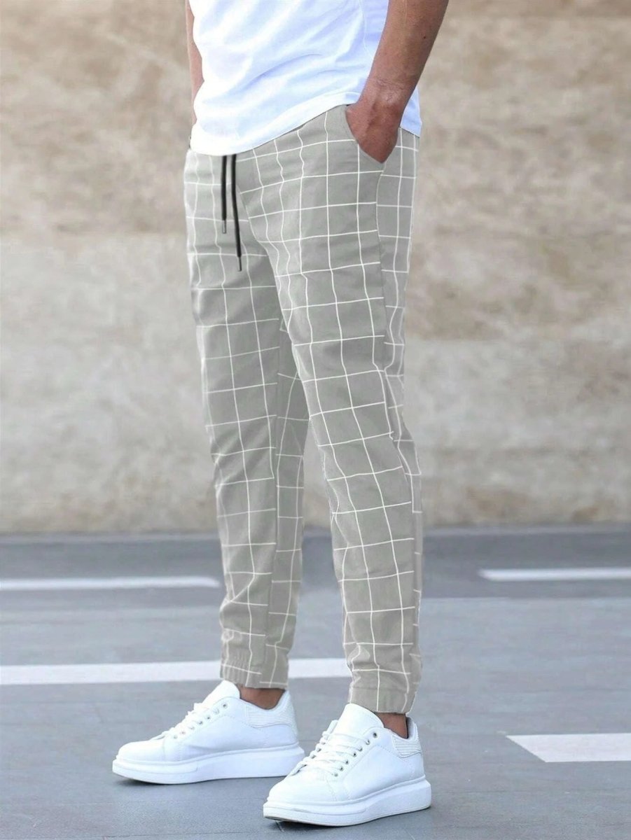 Tomáš – Pánské Joggingové Kalhoty Kostkované – Rovný Střih, Casual Streetwear, Jarní Volnočasové | | Elora Praha