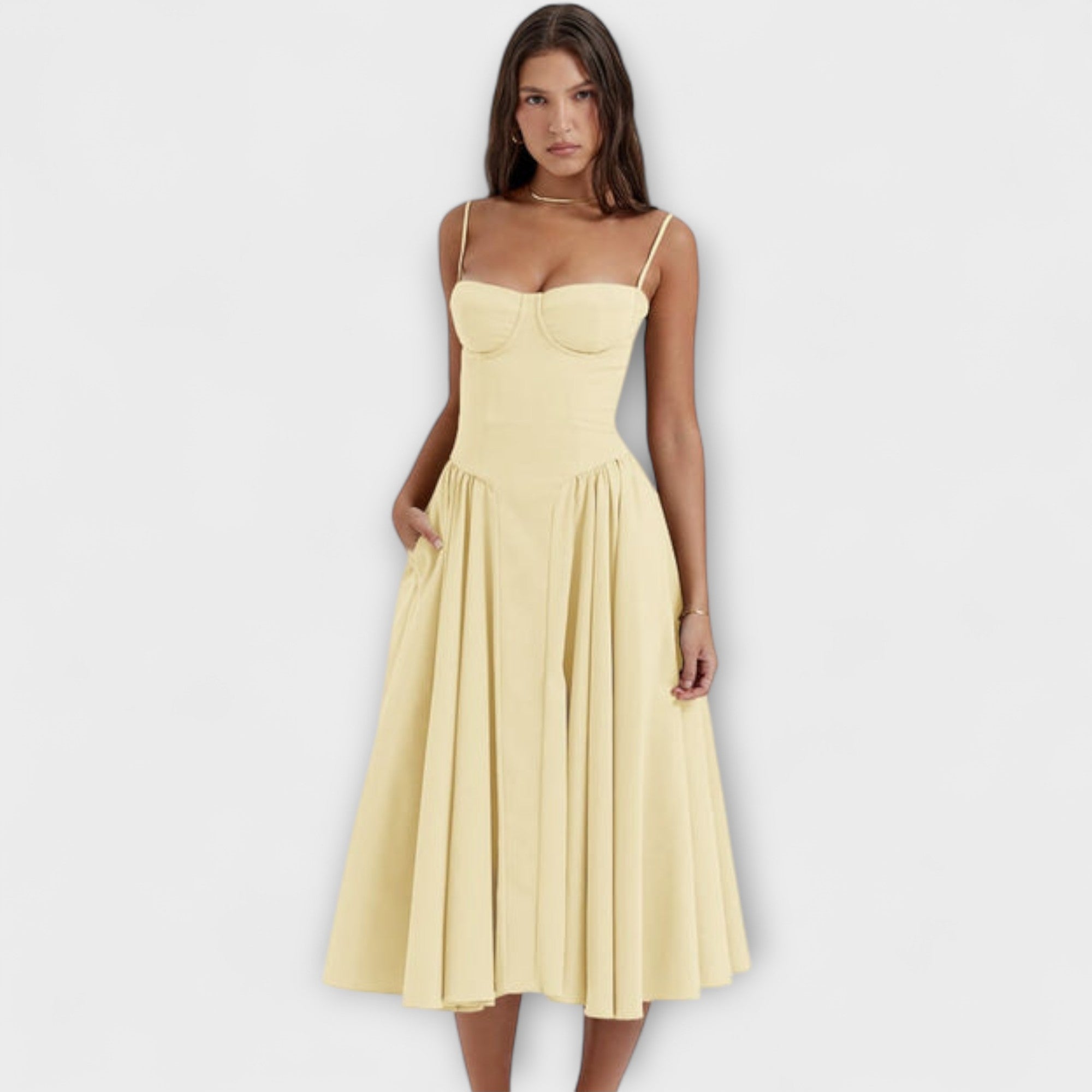 Rosalie - Elegantní bezrukávový korzetový šaty
