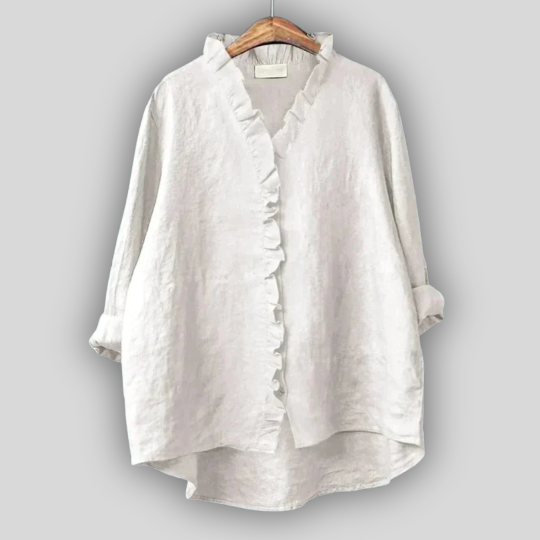 Ieva™ - Lněná Blůza v Zemitých Barvách