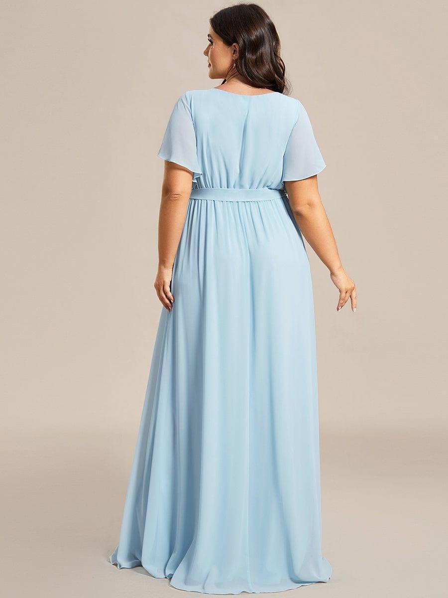 večerní šaty LEORA | V - krk s volánkovými rukávy, dlouhé až na zem, A - line, šifon | Evening Dresses | Elora Praha