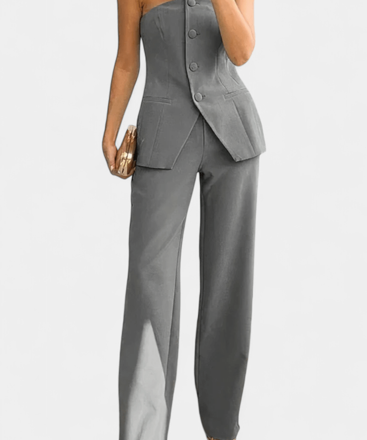 Ekaterina Minimalistický Styl Top a Široké Kalhoty Set | | Elora Praha