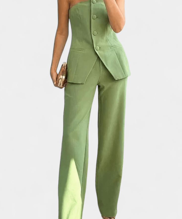 Ekaterina Minimalistický Styl Top a Široké Kalhoty Set | | Elora Praha