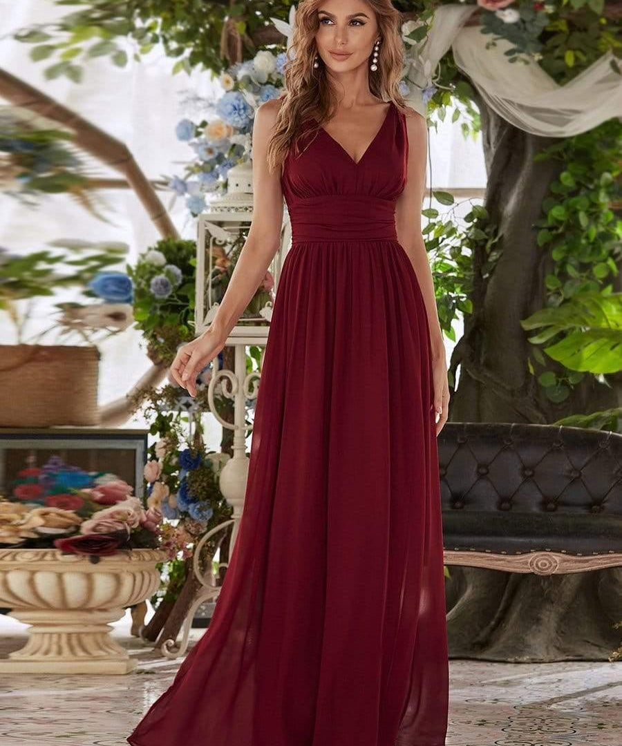 večerní šaty HUSH|V výstřih bez rukávů s plisováním z chiffon | Evening Dresses | Elora Praha