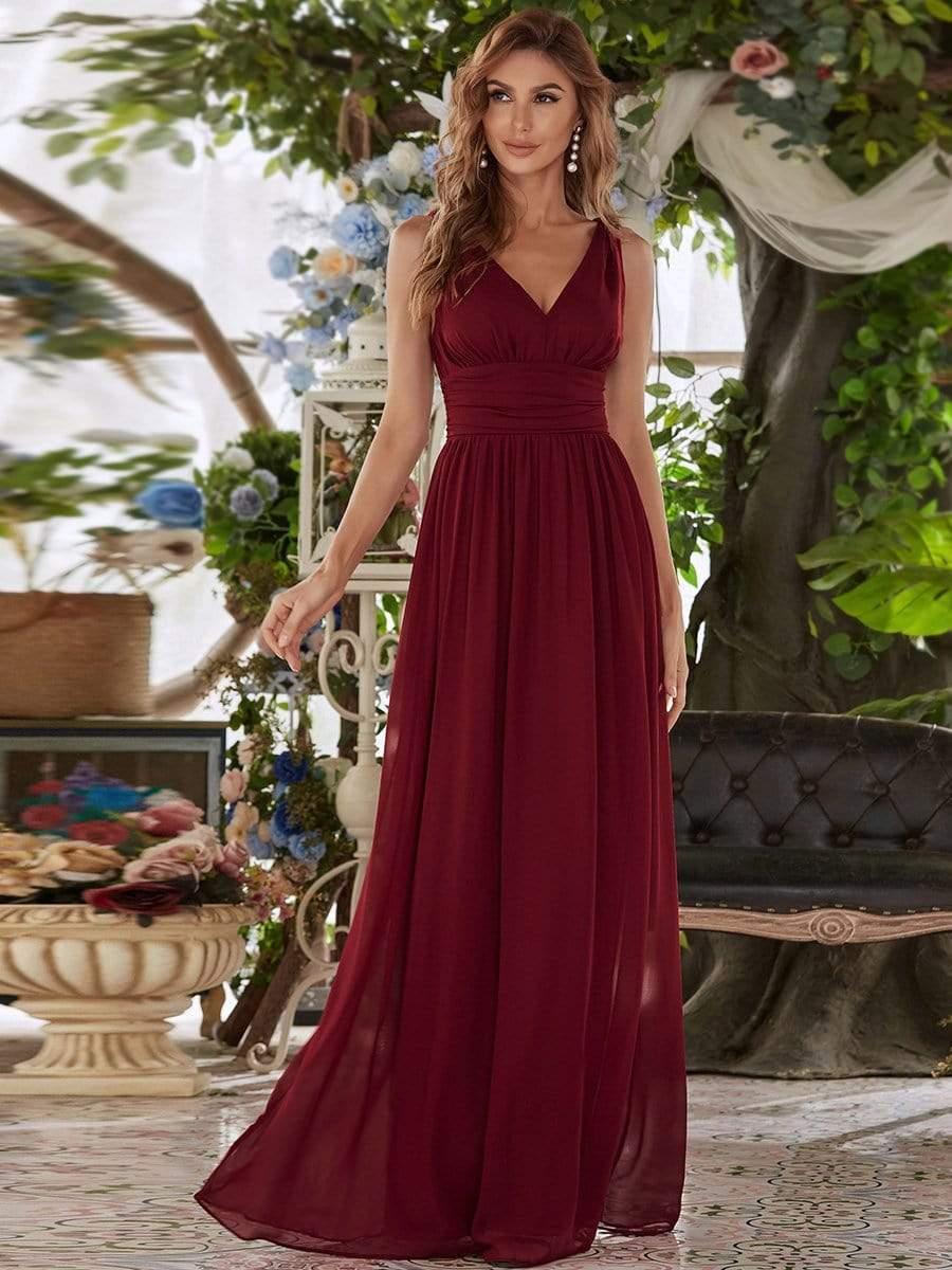 večerní šaty HUSH|V výstřih bez rukávů s plisováním z chiffon | Evening Dresses | Elora Praha