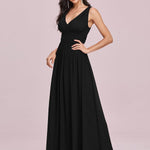 večerní šaty HUSH|V výstřih bez rukávů s plisováním z chiffon | Evening Dresses | Elora Praha