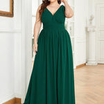 večerní šaty HUSH|V výstřih bez rukávů s plisováním z chiffon | Evening Dresses | Elora Praha