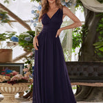 večerní šaty HUSH|V výstřih bez rukávů s plisováním z chiffon | Evening Dresses | Elora Praha
