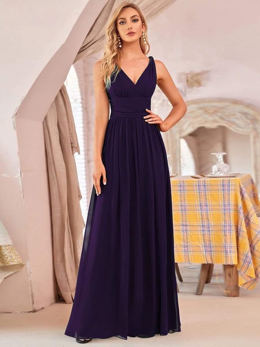 večerní šaty HUSH|V výstřih bez rukávů s plisováním z chiffon | Evening Dresses | Elora Praha