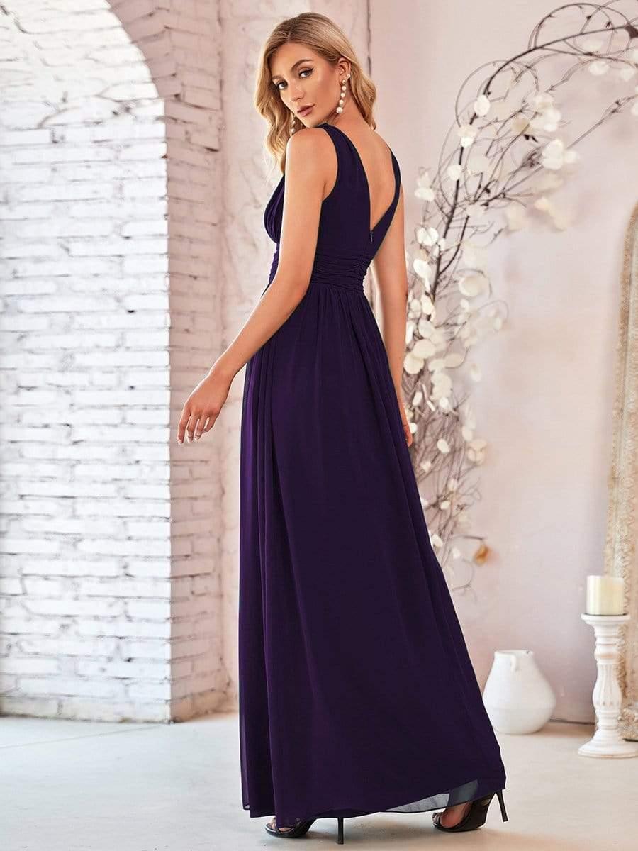 večerní šaty HUSH|V výstřih bez rukávů s plisováním z chiffon | Evening Dresses | Elora Praha