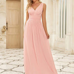večerní šaty HUSH|V výstřih bez rukávů s plisováním z chiffon | Evening Dresses | Elora Praha