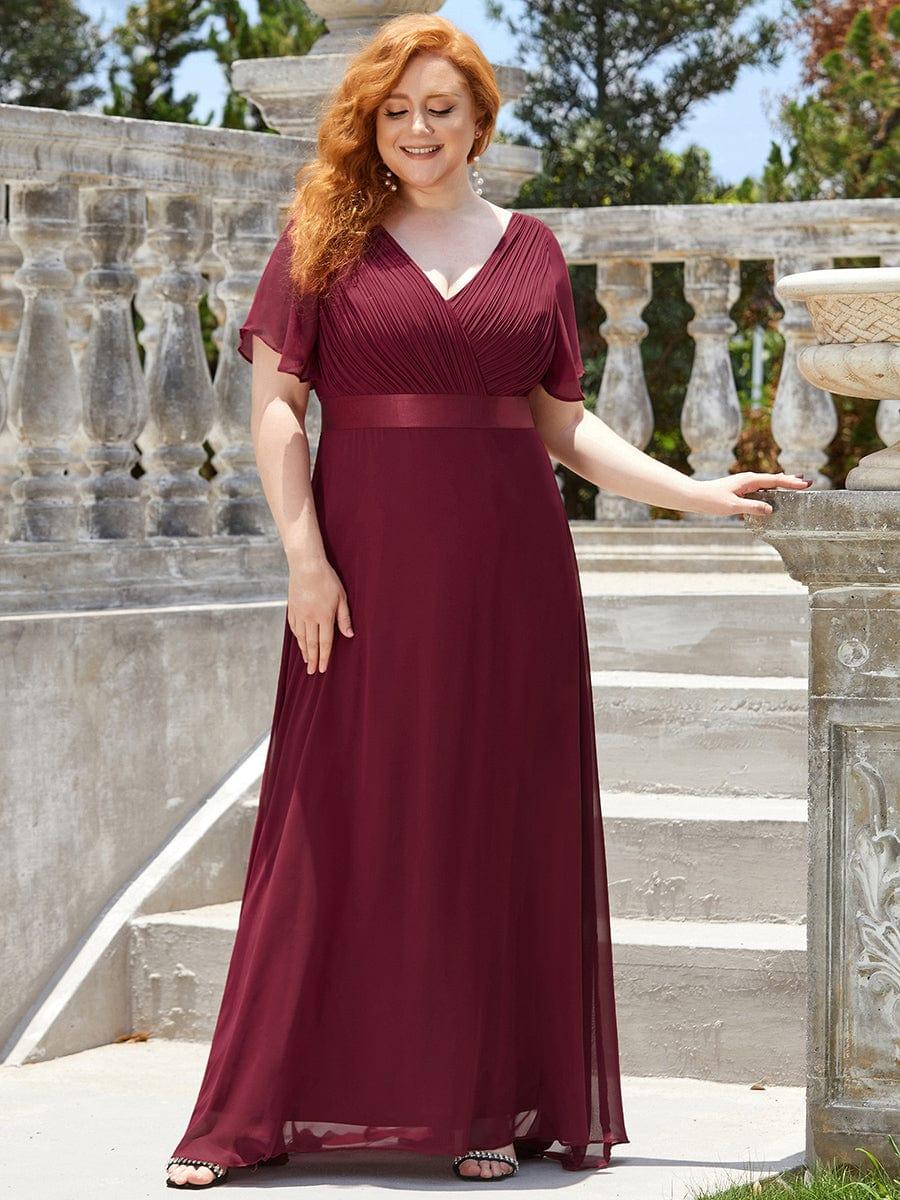 MONICA | Dlouhé šaty pro družičky s empírovým pasem a krátkými volánkovými rukávy | Bridesmaid Dresses | Elora Praha