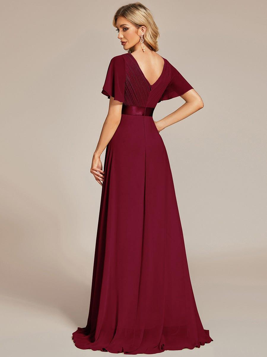 MONICA | Dlouhé šaty pro družičky s empírovým pasem a krátkými volánkovými rukávy | Bridesmaid Dresses | Elora Praha