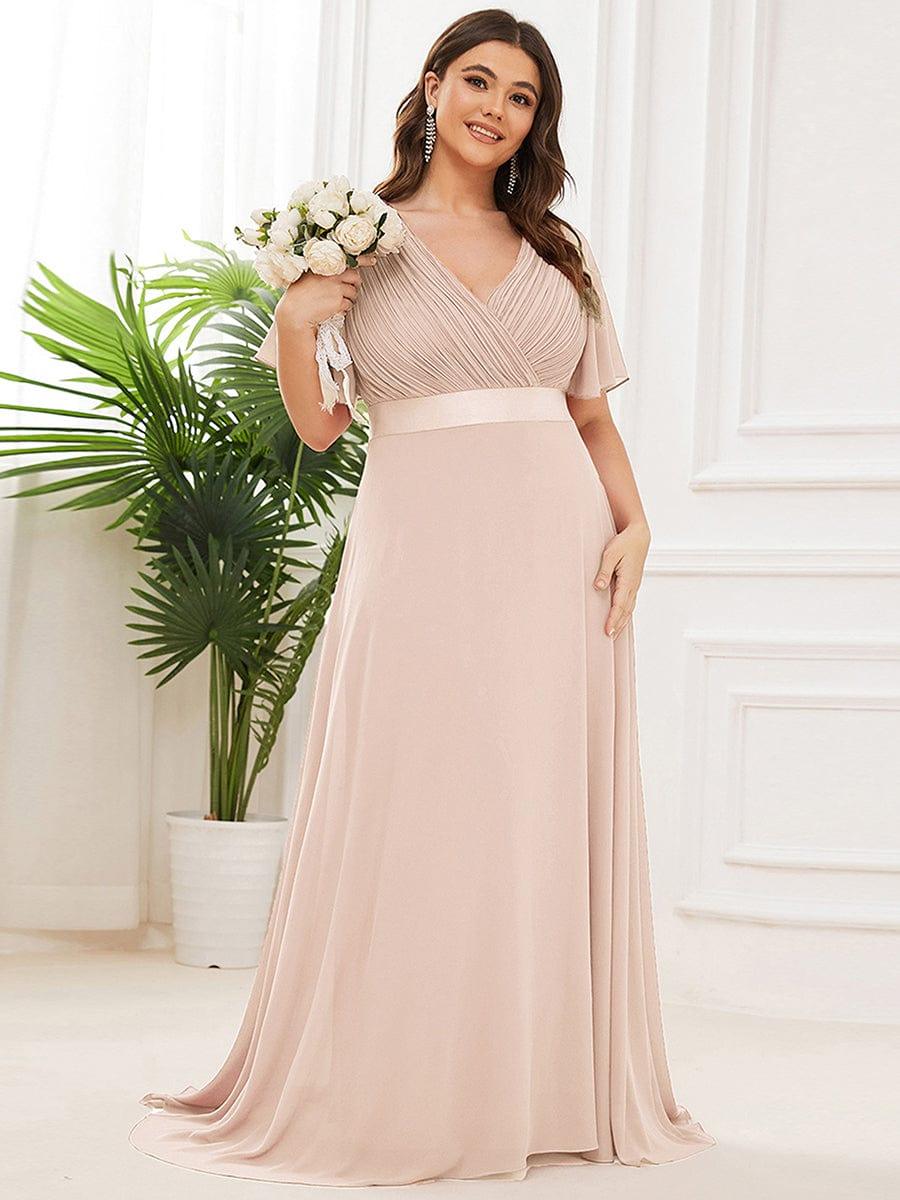 MONICA | Dlouhé šaty pro družičky s empírovým pasem a krátkými volánkovými rukávy | Bridesmaid Dresses | Elora Praha