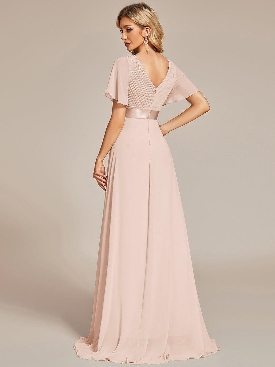 MONICA | Dlouhé šaty pro družičky s empírovým pasem a krátkými volánkovými rukávy | Bridesmaid Dresses | Elora Praha