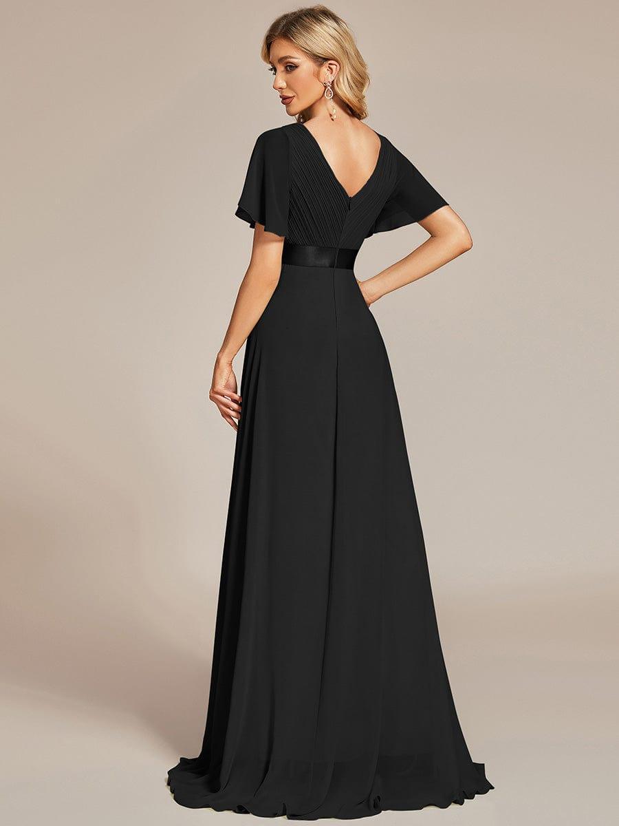 MONICA | Dlouhé šaty pro družičky s empírovým pasem a krátkými volánkovými rukávy | Bridesmaid Dresses | Elora Praha