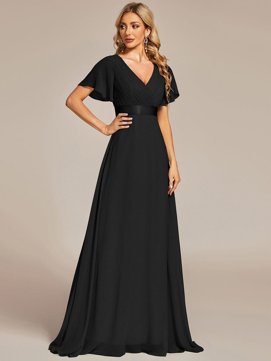 MONICA | Dlouhé šaty pro družičky s empírovým pasem a krátkými volánkovými rukávy | Bridesmaid Dresses | Elora Praha
