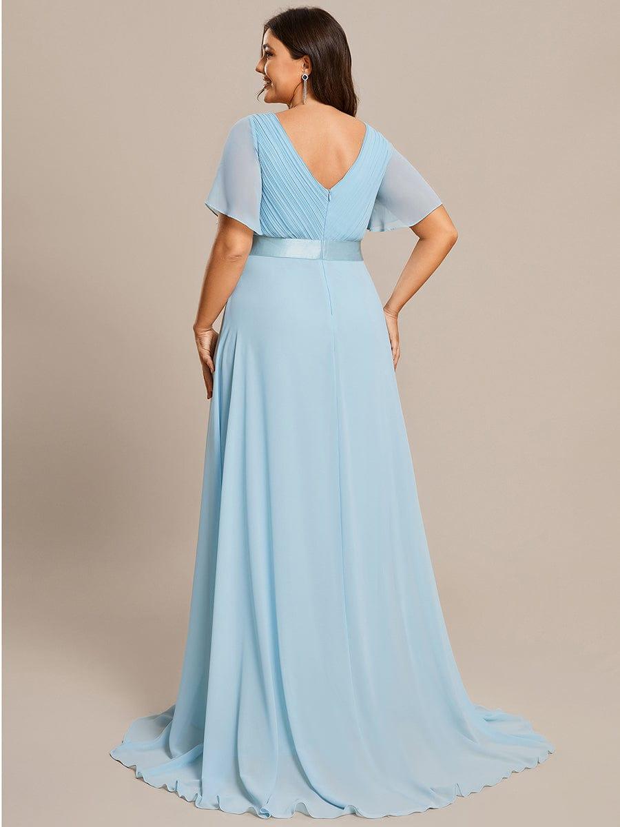 MONICA | Dlouhé šaty pro družičky s empírovým pasem a krátkými volánkovými rukávy | Bridesmaid Dresses | Elora Praha