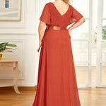MONICA | Dlouhé šaty pro družičky s empírovým pasem a krátkými volánkovými rukávy | Bridesmaid Dresses | Elora Praha