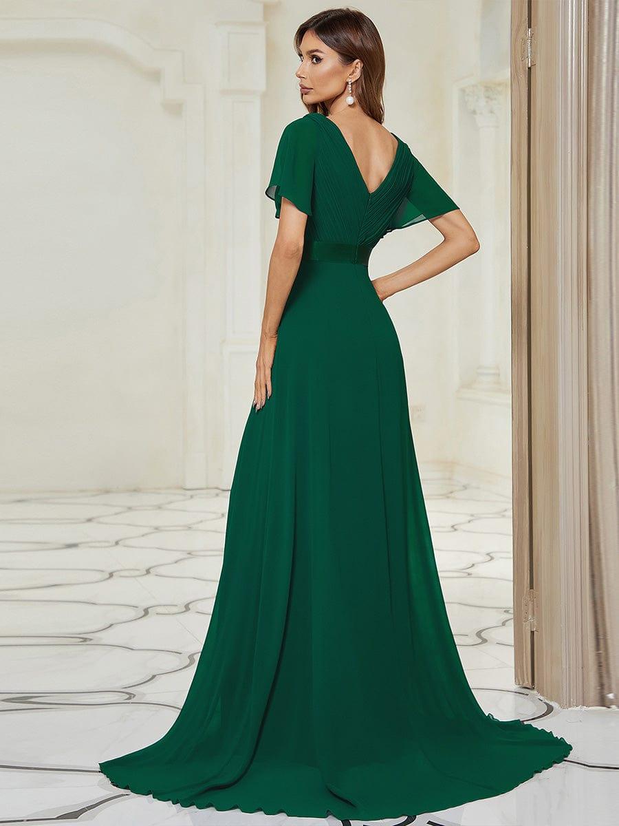 MONICA | Dlouhé šaty pro družičky s empírovým pasem a krátkými volánkovými rukávy | Bridesmaid Dresses | Elora Praha