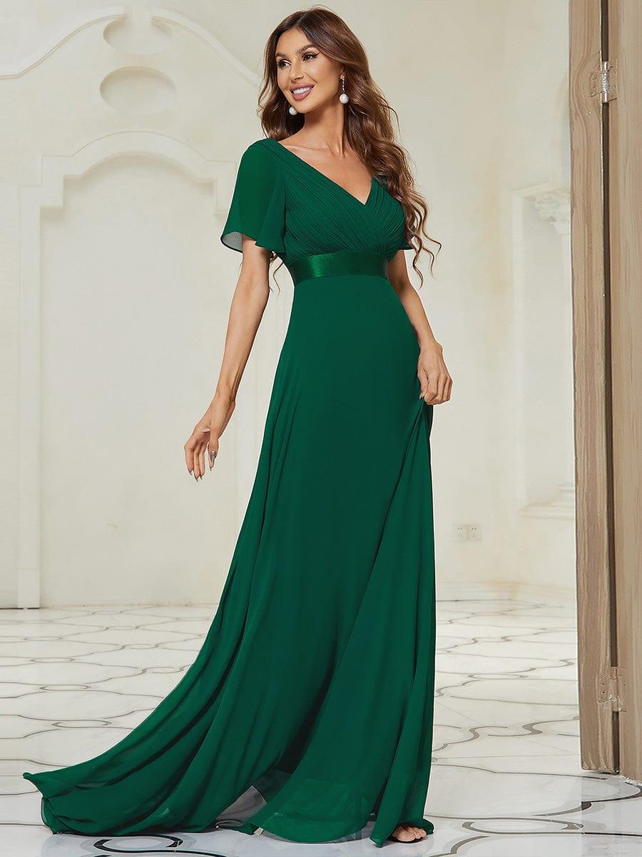 MONICA | Dlouhé šaty pro družičky s empírovým pasem a krátkými volánkovými rukávy | Bridesmaid Dresses | Elora Praha