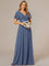 MONICA | Dlouhé šaty pro družičky s empírovým pasem a krátkými volánkovými rukávy | Bridesmaid Dresses | Elora Praha