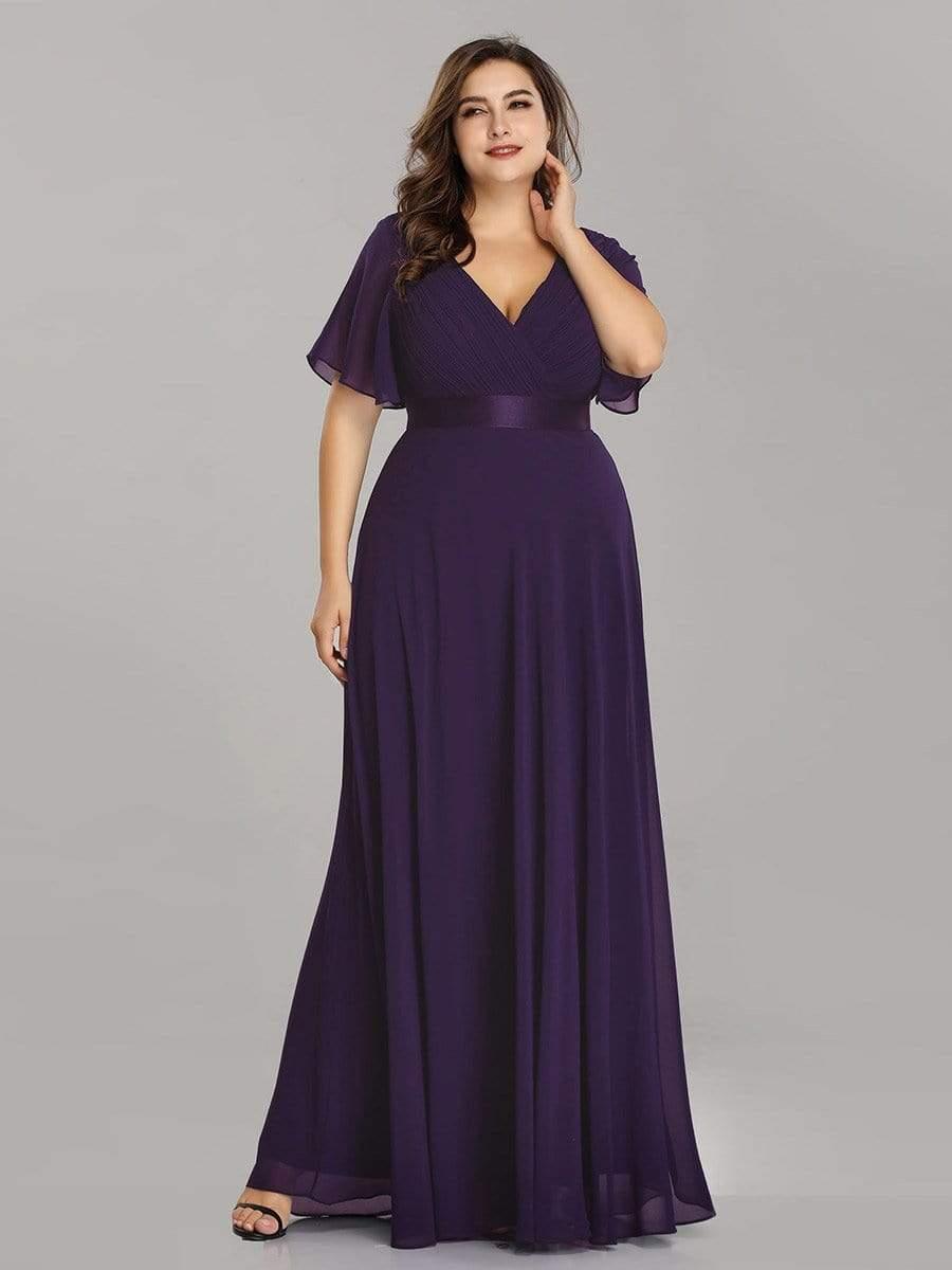 MONICA | Dlouhé šaty pro družičky s empírovým pasem a krátkými volánkovými rukávy | Bridesmaid Dresses | Elora Praha