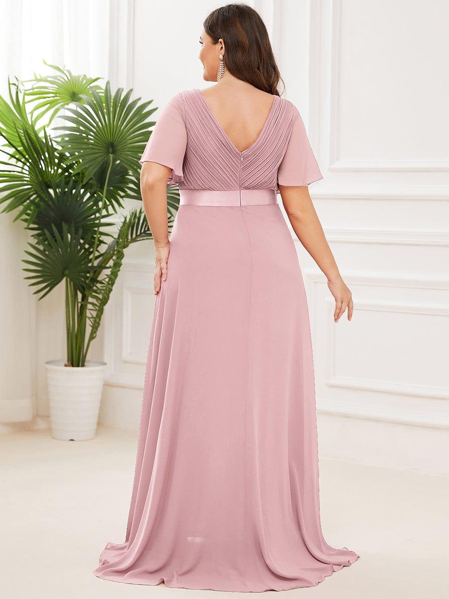 MONICA | Dlouhé šaty pro družičky s empírovým pasem a krátkými volánkovými rukávy | Bridesmaid Dresses | Elora Praha