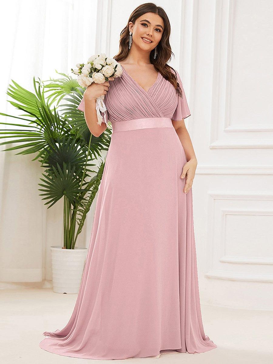 MONICA | Dlouhé šaty pro družičky s empírovým pasem a krátkými volánkovými rukávy | Bridesmaid Dresses | Elora Praha