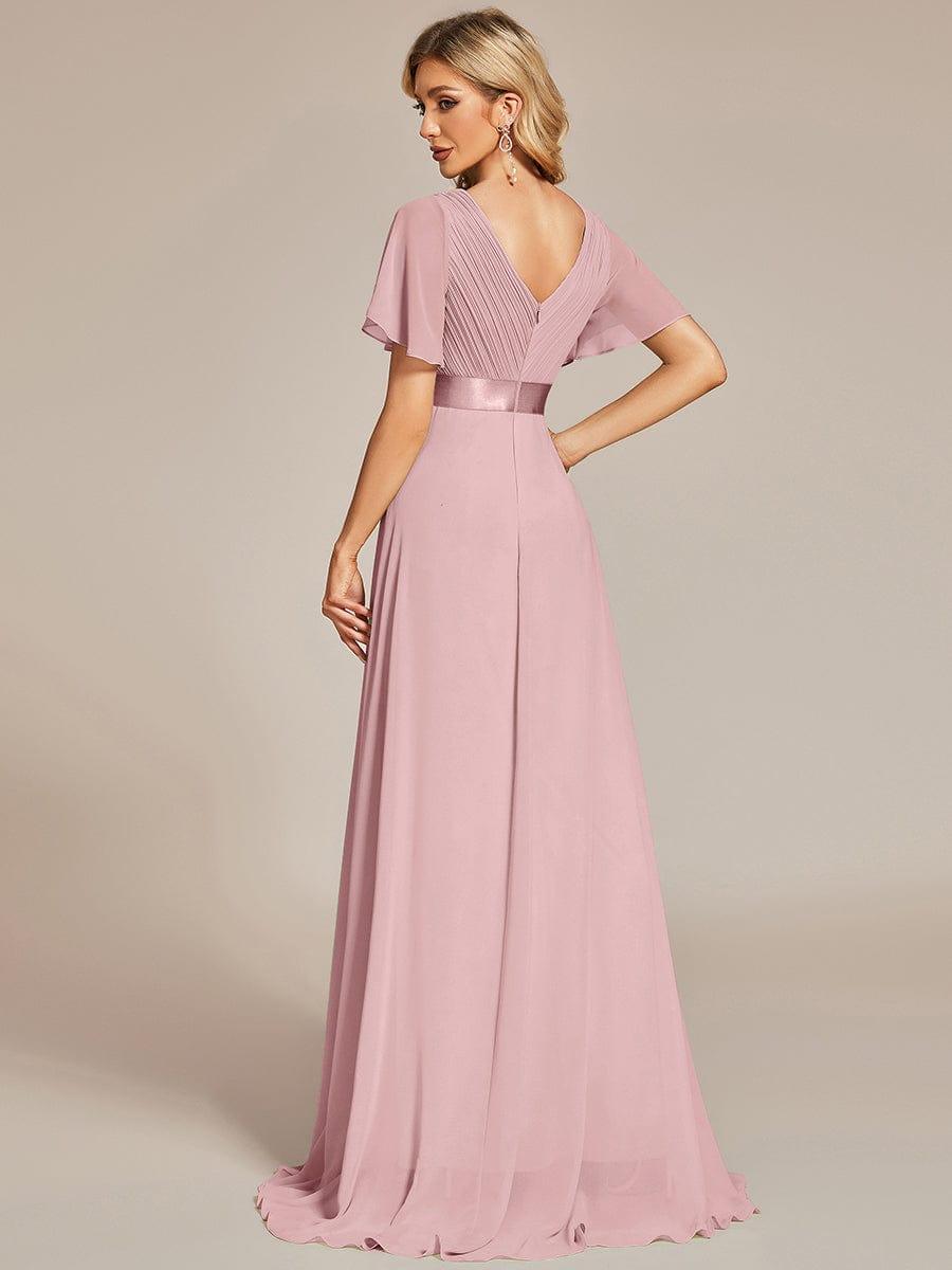 MONICA | Dlouhé šaty pro družičky s empírovým pasem a krátkými volánkovými rukávy | Bridesmaid Dresses | Elora Praha