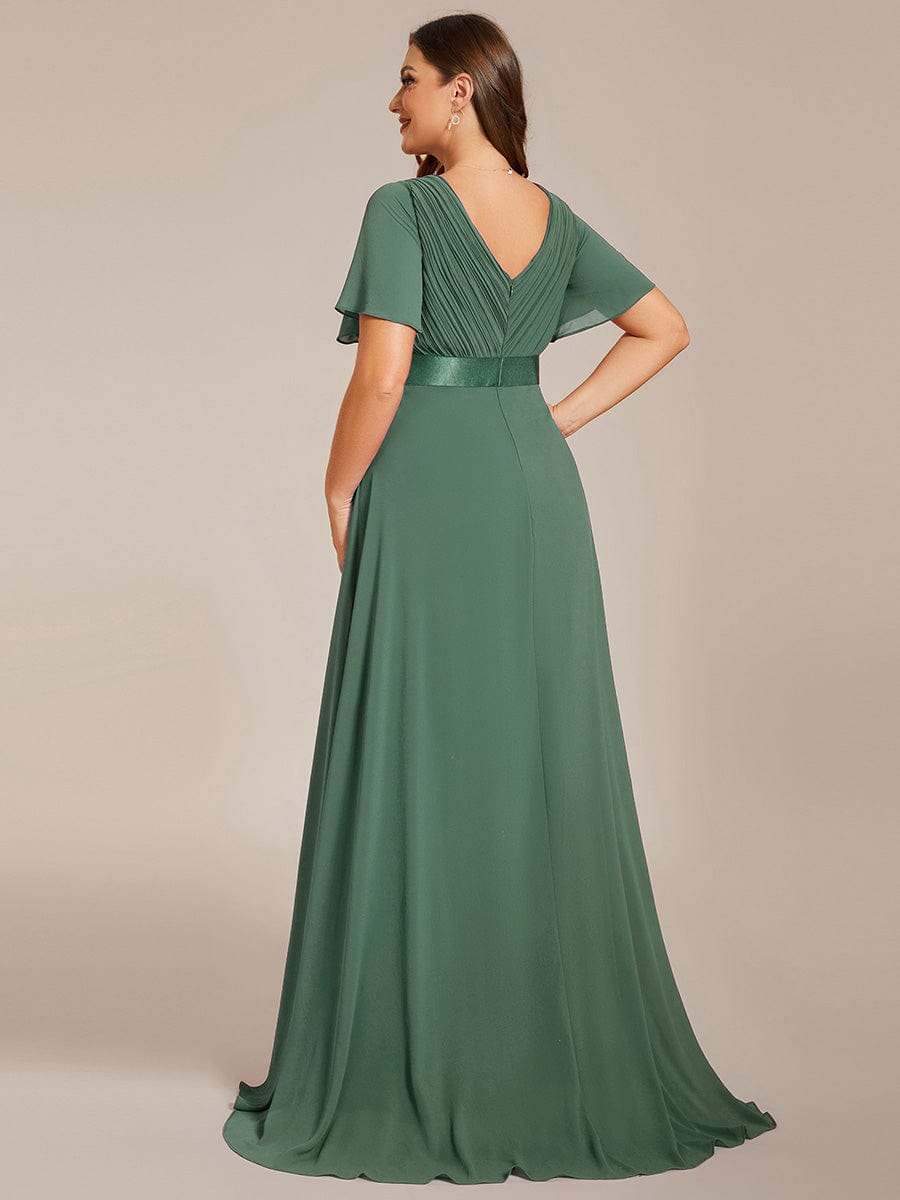 MONICA | Dlouhé šaty pro družičky s empírovým pasem a krátkými volánkovými rukávy | Bridesmaid Dresses | Elora Praha