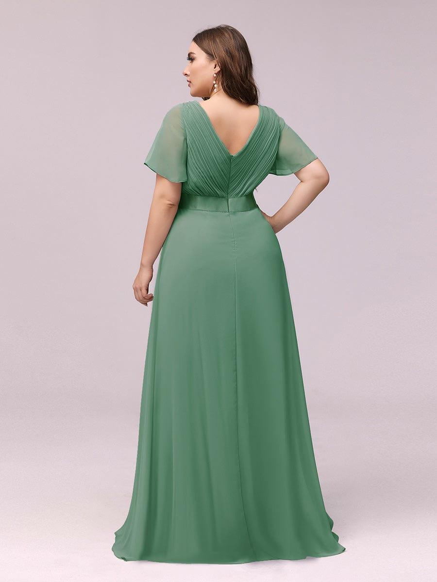 MONICA | Dlouhé šaty pro družičky s empírovým pasem a krátkými volánkovými rukávy | Bridesmaid Dresses | Elora Praha
