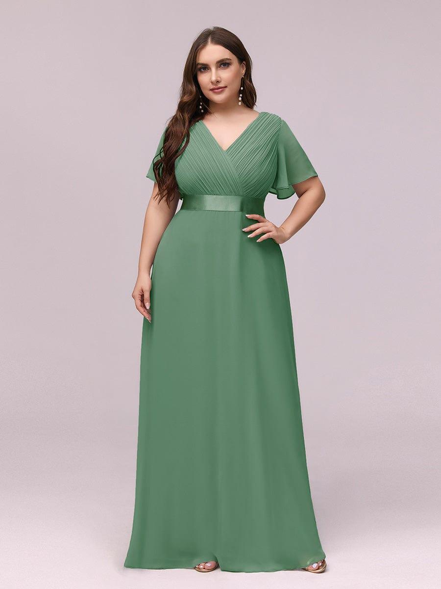 MONICA | Dlouhé šaty pro družičky s empírovým pasem a krátkými volánkovými rukávy | Bridesmaid Dresses | Elora Praha