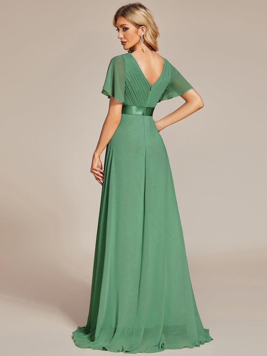 MONICA | Dlouhé šaty pro družičky s empírovým pasem a krátkými volánkovými rukávy | Bridesmaid Dresses | Elora Praha