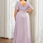 MONICA | Dlouhé šaty pro družičky s empírovým pasem a krátkými volánkovými rukávy | Bridesmaid Dresses | Elora Praha