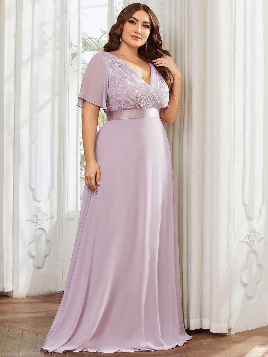 MONICA | Dlouhé šaty pro družičky s empírovým pasem a krátkými volánkovými rukávy | Bridesmaid Dresses | Elora Praha