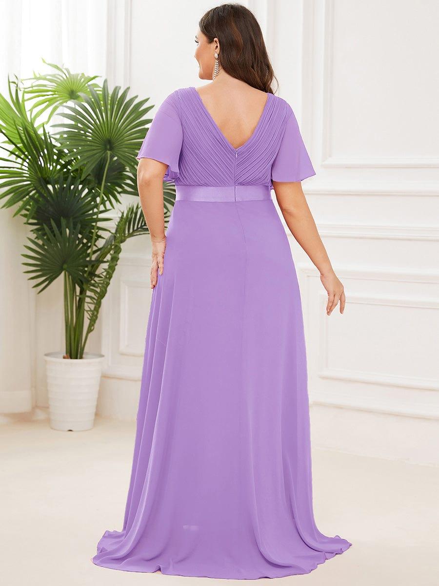 MONICA | Dlouhé šaty pro družičky s empírovým pasem a krátkými volánkovými rukávy | Bridesmaid Dresses | Elora Praha