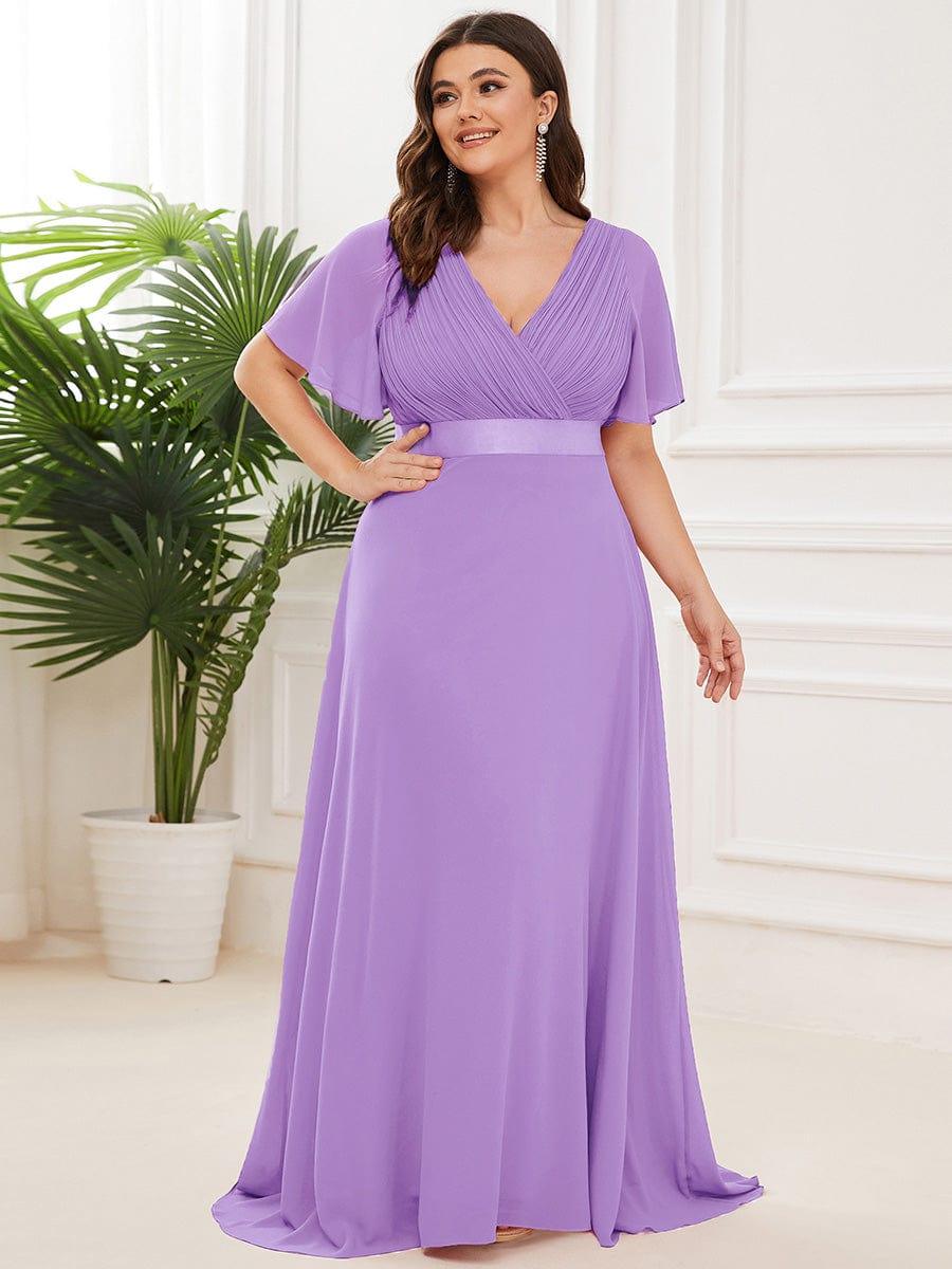 MONICA | Dlouhé šaty pro družičky s empírovým pasem a krátkými volánkovými rukávy | Bridesmaid Dresses | Elora Praha