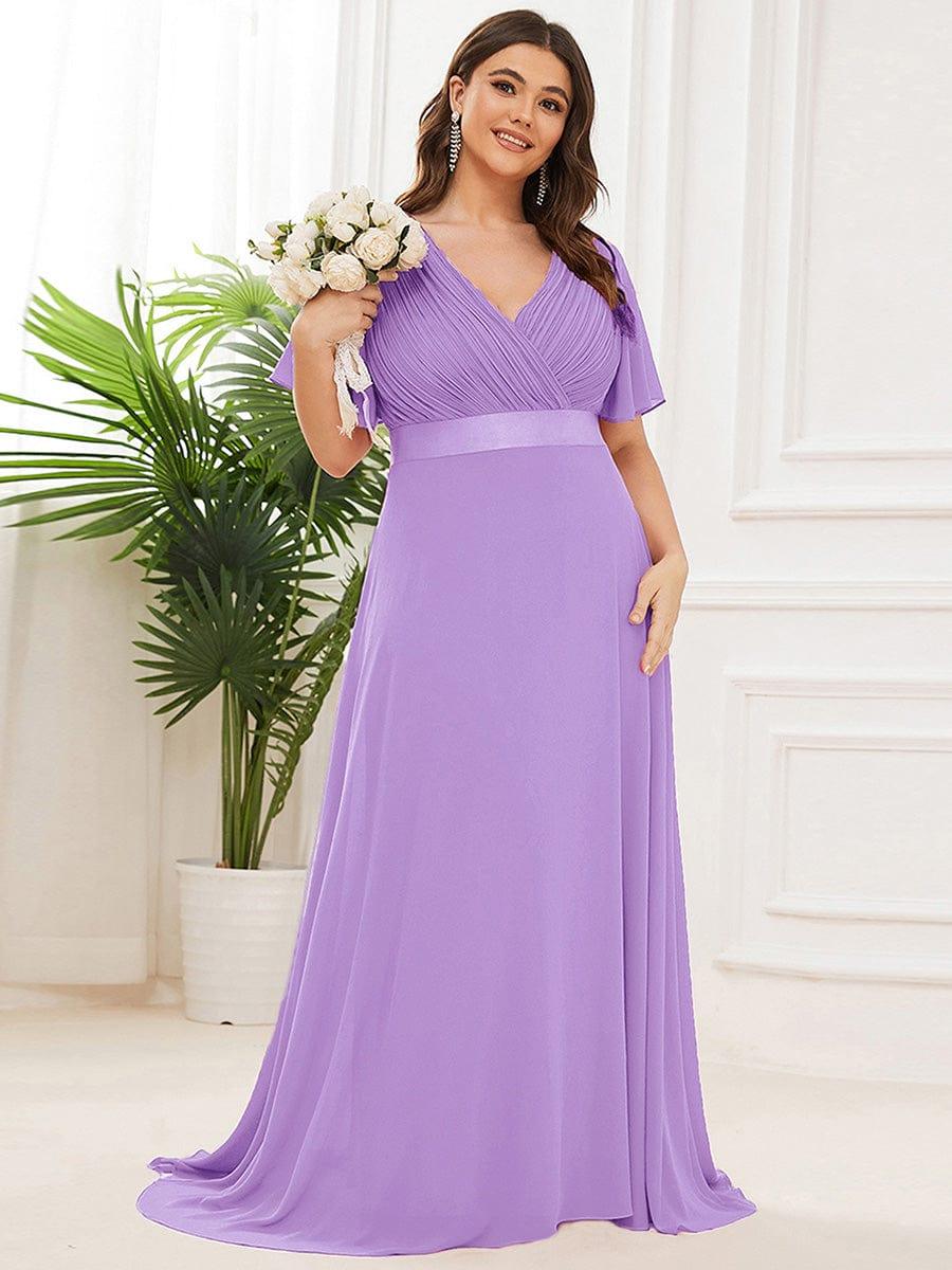 MONICA | Dlouhé šaty pro družičky s empírovým pasem a krátkými volánkovými rukávy | Bridesmaid Dresses | Elora Praha