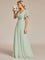 MONICA | Dlouhé šaty pro družičky s empírovým pasem a krátkými volánkovými rukávy | Bridesmaid Dresses | Elora Praha