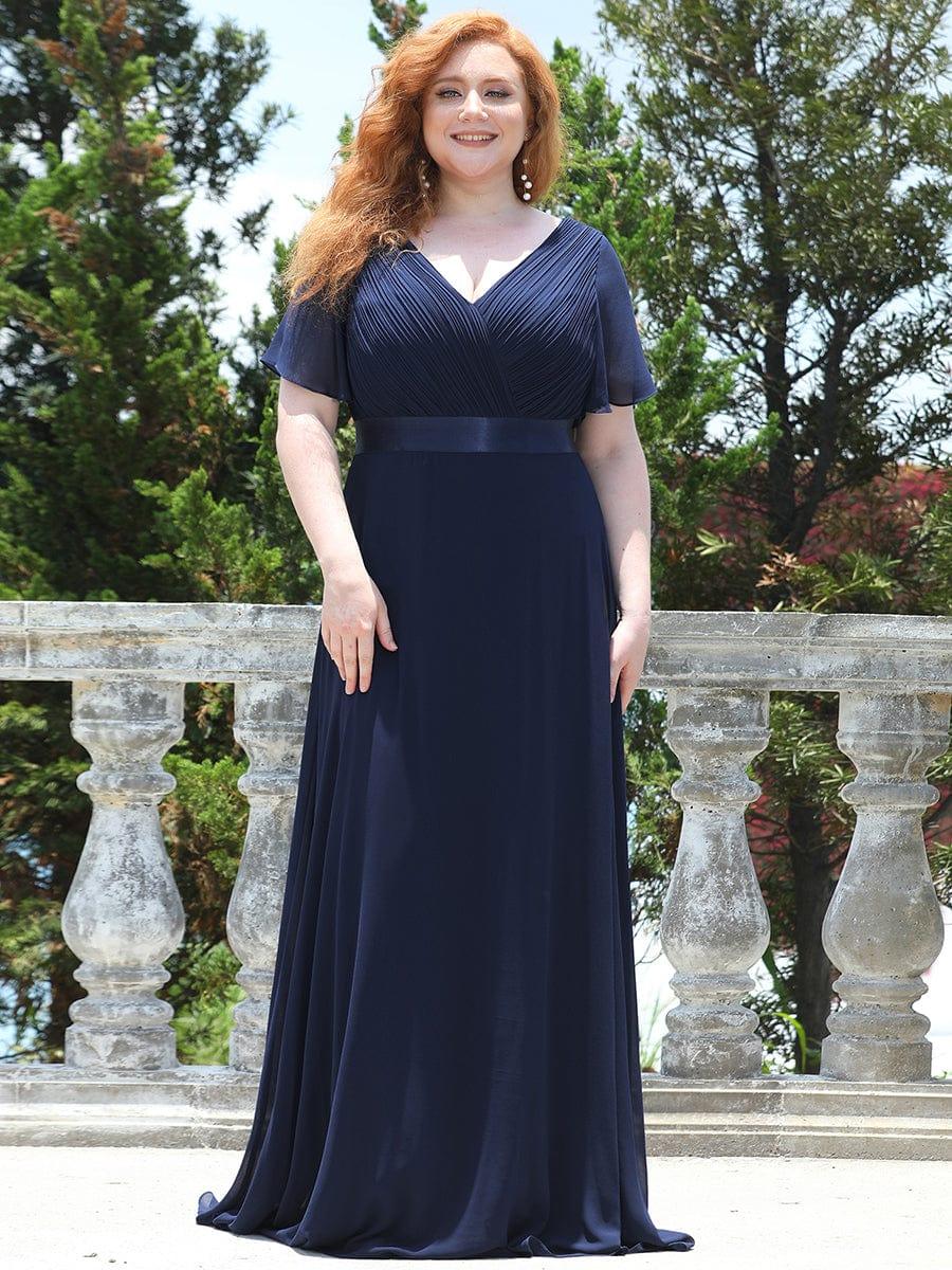 MONICA | Dlouhé šaty pro družičky s empírovým pasem a krátkými volánkovými rukávy | Bridesmaid Dresses | Elora Praha