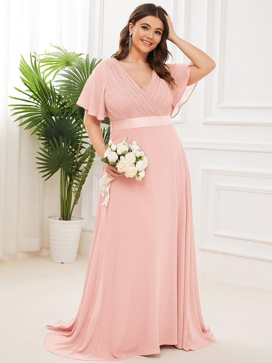 MONICA | Dlouhé šaty pro družičky s empírovým pasem a krátkými volánkovými rukávy | Bridesmaid Dresses | Elora Praha