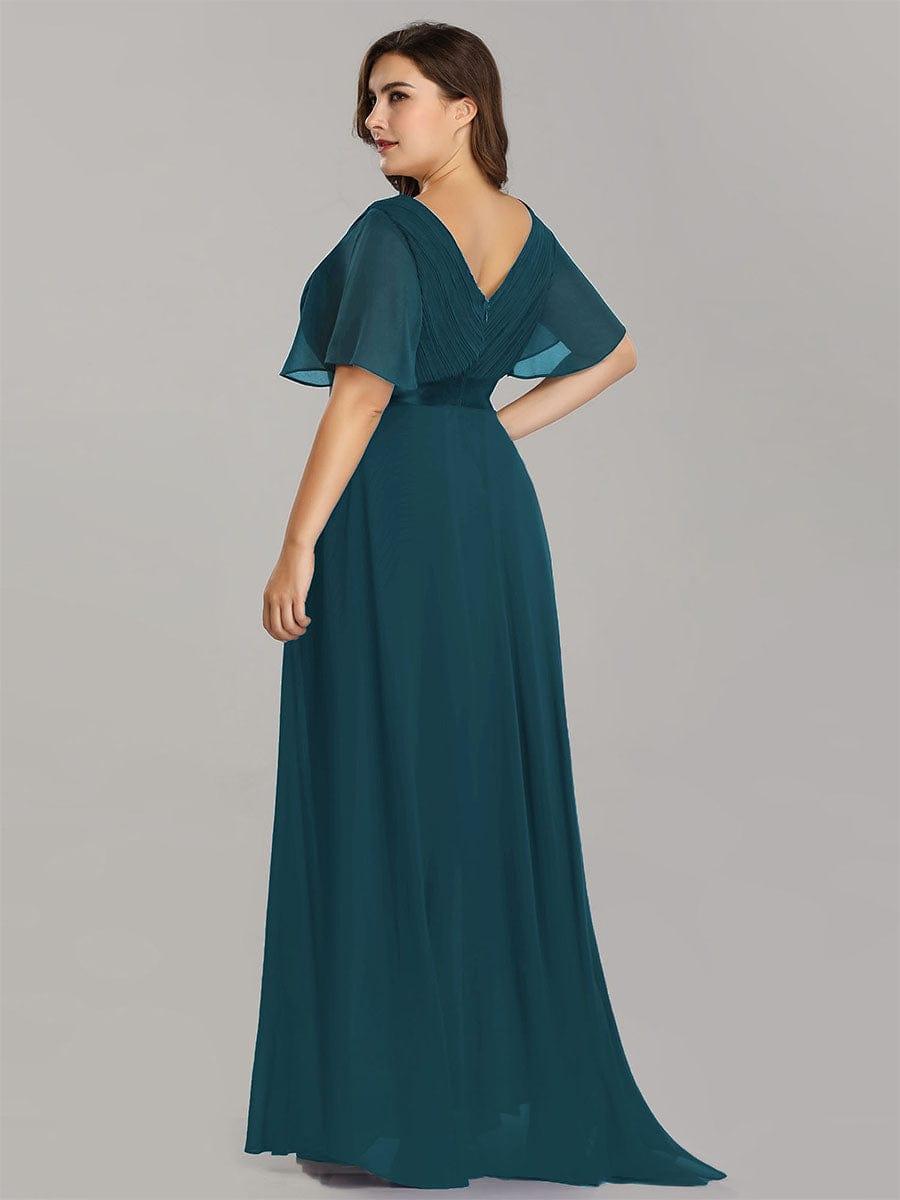 MONICA | Dlouhé šaty pro družičky s empírovým pasem a krátkými volánkovými rukávy | Bridesmaid Dresses | Elora Praha
