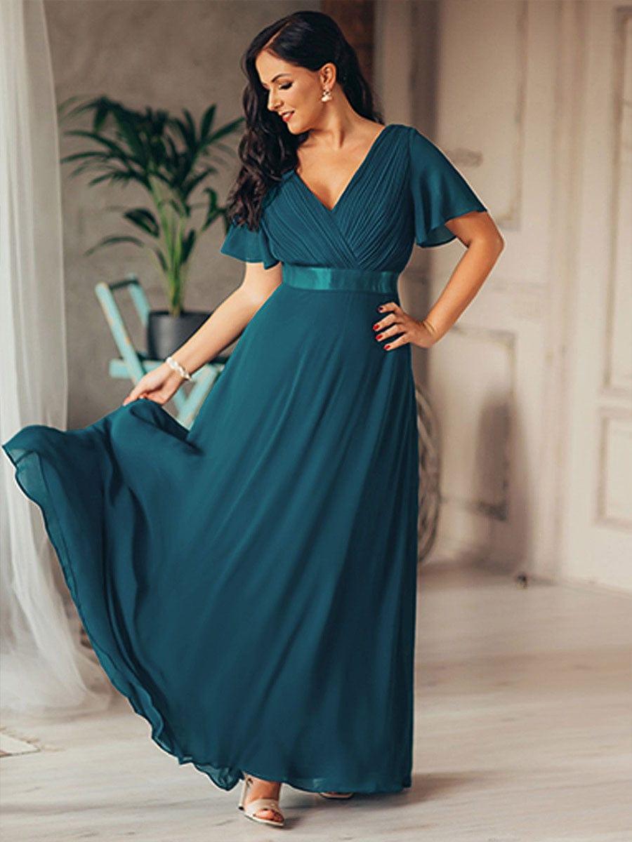 MONICA | Dlouhé šaty pro družičky s empírovým pasem a krátkými volánkovými rukávy | Bridesmaid Dresses | Elora Praha