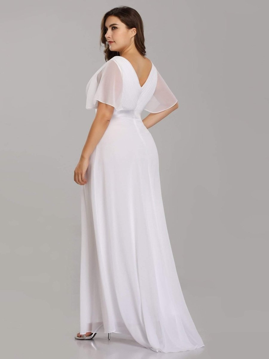 MONICA | Dlouhé šaty pro družičky s empírovým pasem a krátkými volánkovými rukávy | Bridesmaid Dresses | Elora Praha