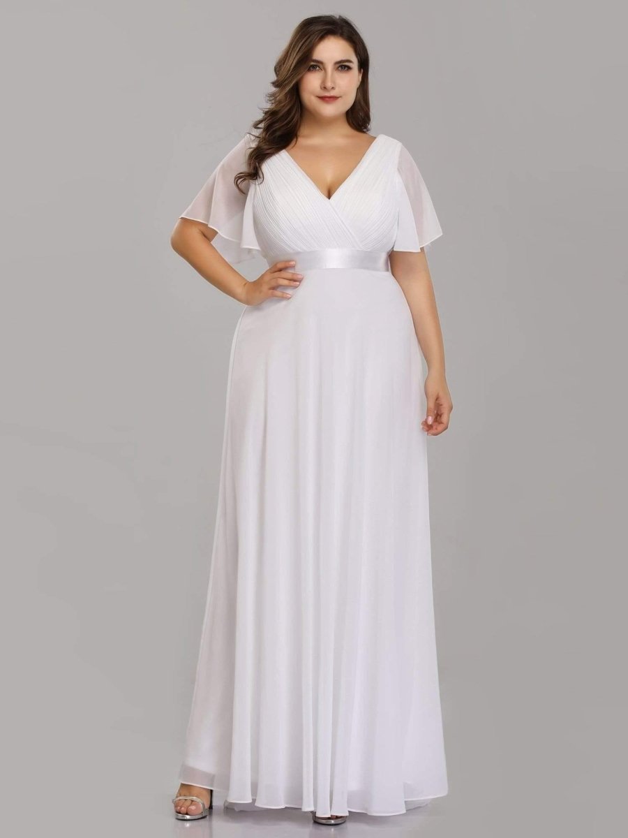 MONICA | Dlouhé šaty pro družičky s empírovým pasem a krátkými volánkovými rukávy | Bridesmaid Dresses | Elora Praha