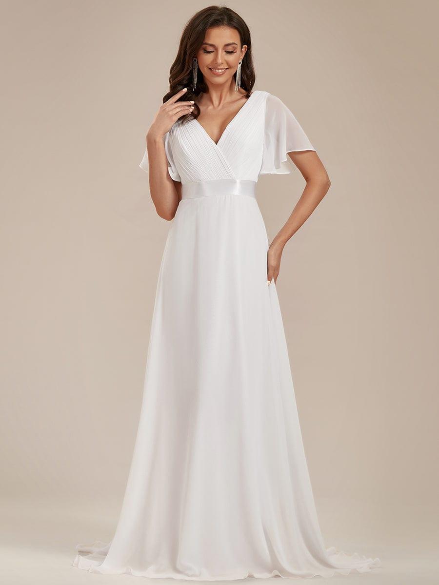MONICA | Dlouhé šaty pro družičky s empírovým pasem a krátkými volánkovými rukávy | Bridesmaid Dresses | Elora Praha