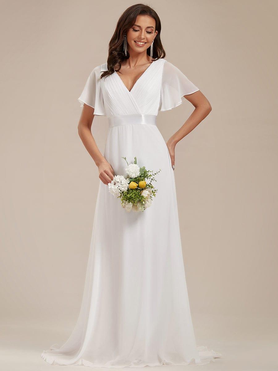 MONICA | Dlouhé šaty pro družičky s empírovým pasem a krátkými volánkovými rukávy | Bridesmaid Dresses | Elora Praha