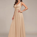 večerní šaty HUSH|V výstřih bez rukávů s plisováním z chiffon | Evening Dresses | Elora Praha