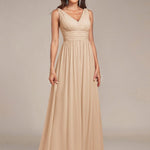 večerní šaty HUSH|V výstřih bez rukávů s plisováním z chiffon | Evening Dresses | Elora Praha